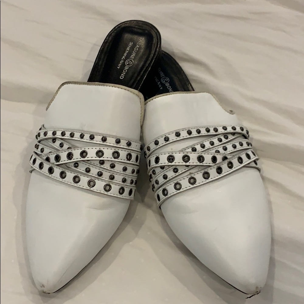 Something Navy white mules